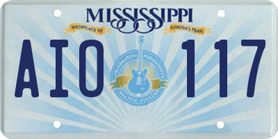 MS license plate AIO117