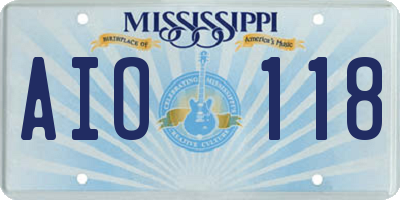 MS license plate AIO118