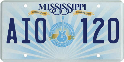 MS license plate AIO120
