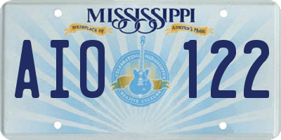 MS license plate AIO122