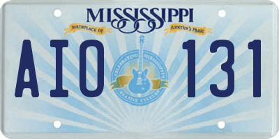 MS license plate AIO131