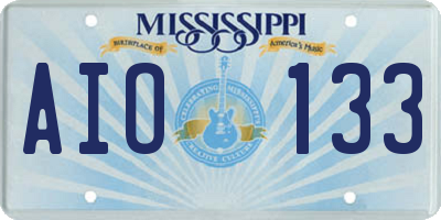 MS license plate AIO133