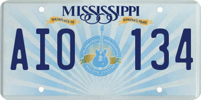 MS license plate AIO134