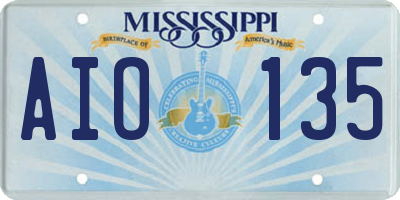 MS license plate AIO135