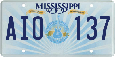 MS license plate AIO137