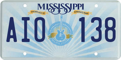 MS license plate AIO138