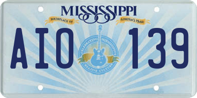 MS license plate AIO139