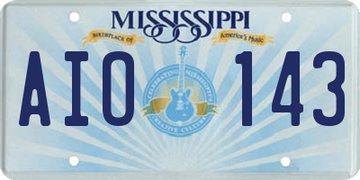 MS license plate AIO143