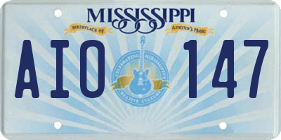 MS license plate AIO147