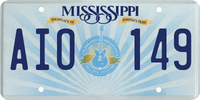 MS license plate AIO149