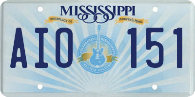 MS license plate AIO151