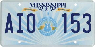 MS license plate AIO153
