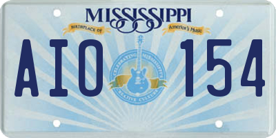 MS license plate AIO154