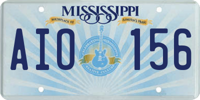 MS license plate AIO156