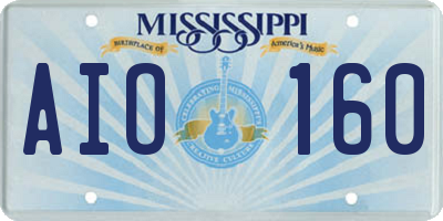 MS license plate AIO160