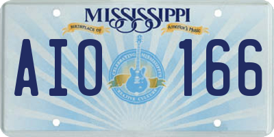 MS license plate AIO166