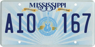 MS license plate AIO167