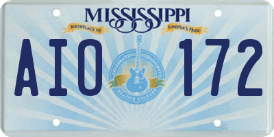 MS license plate AIO172