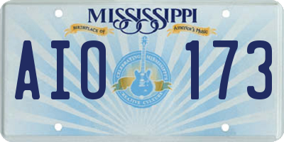 MS license plate AIO173
