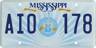 MS license plate AIO178