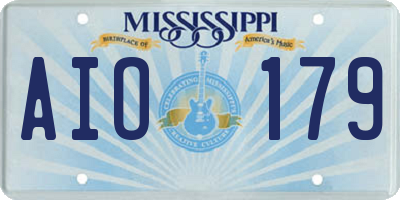 MS license plate AIO179