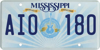MS license plate AIO180
