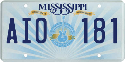 MS license plate AIO181