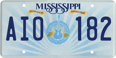 MS license plate AIO182