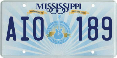 MS license plate AIO189