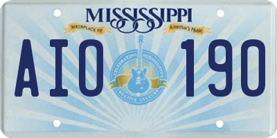 MS license plate AIO190