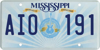 MS license plate AIO191