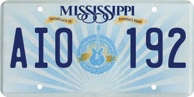 MS license plate AIO192