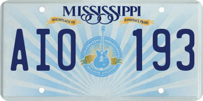 MS license plate AIO193