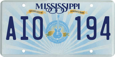 MS license plate AIO194