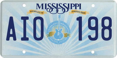 MS license plate AIO198
