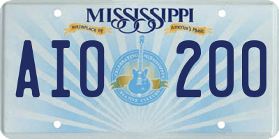 MS license plate AIO200