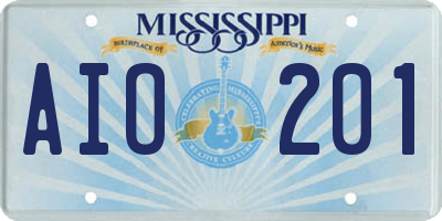 MS license plate AIO201