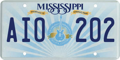 MS license plate AIO202