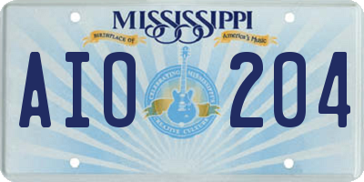 MS license plate AIO204