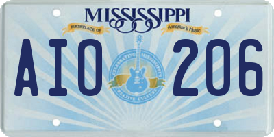 MS license plate AIO206