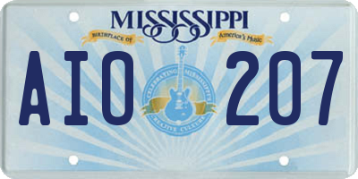 MS license plate AIO207