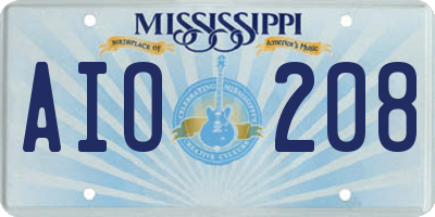 MS license plate AIO208
