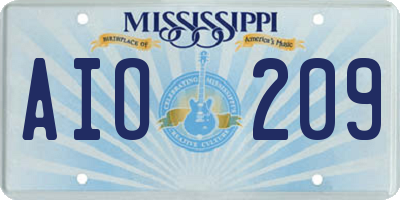 MS license plate AIO209