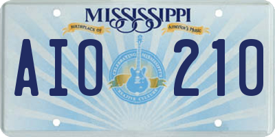 MS license plate AIO210