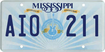 MS license plate AIO211