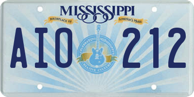 MS license plate AIO212