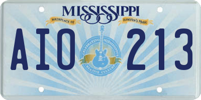 MS license plate AIO213