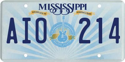 MS license plate AIO214