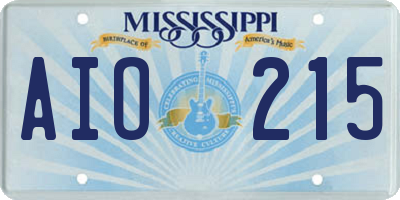 MS license plate AIO215