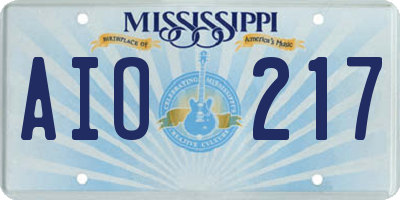 MS license plate AIO217